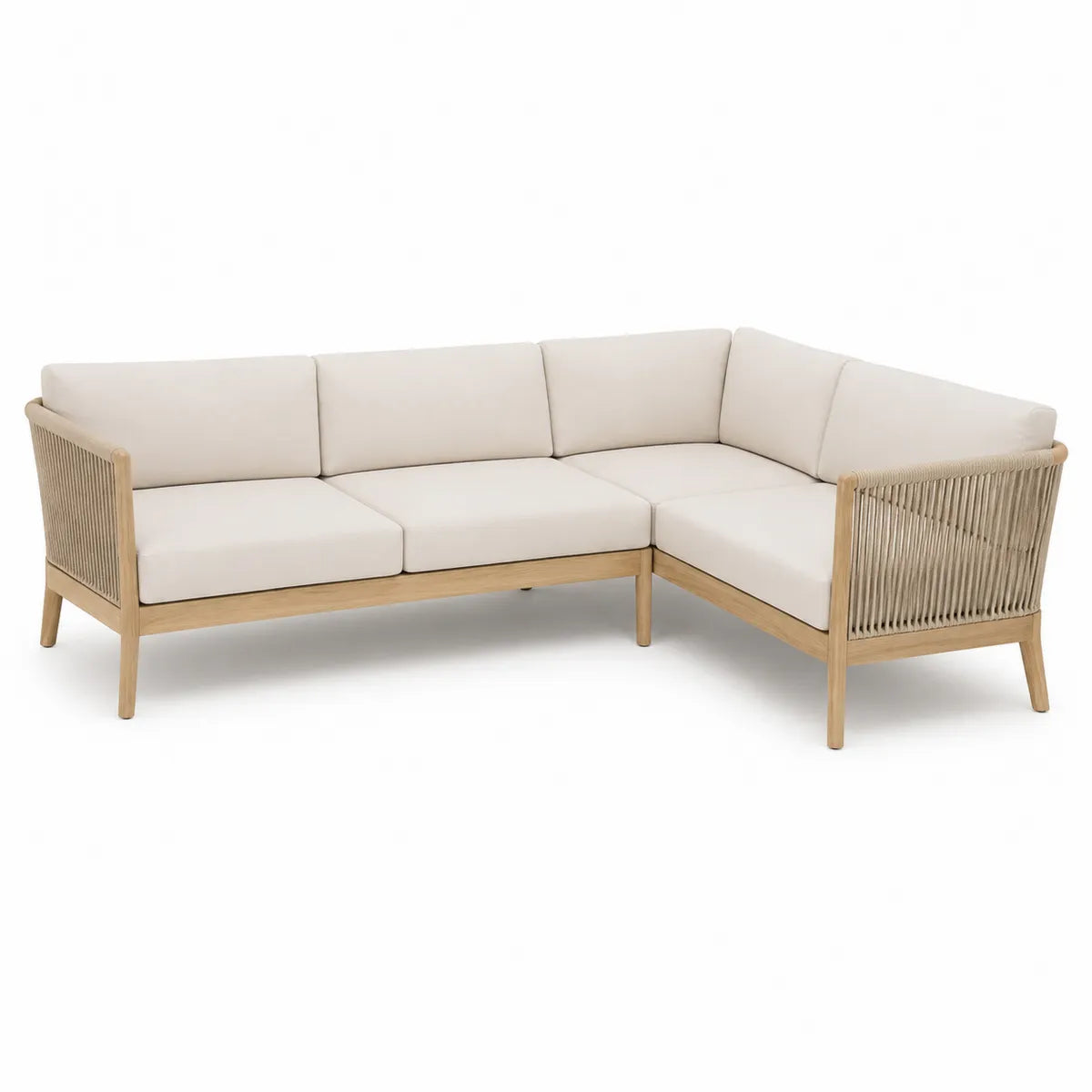 Sofa narożna ogrodowa drewniana beżowa 200x250 cm