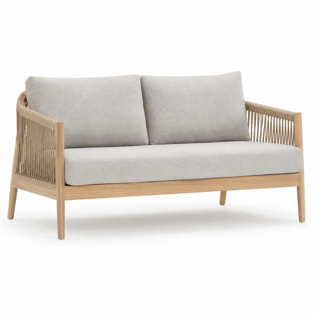 Sofa ogrodowa 2-osobowa jasnoszara drewniana