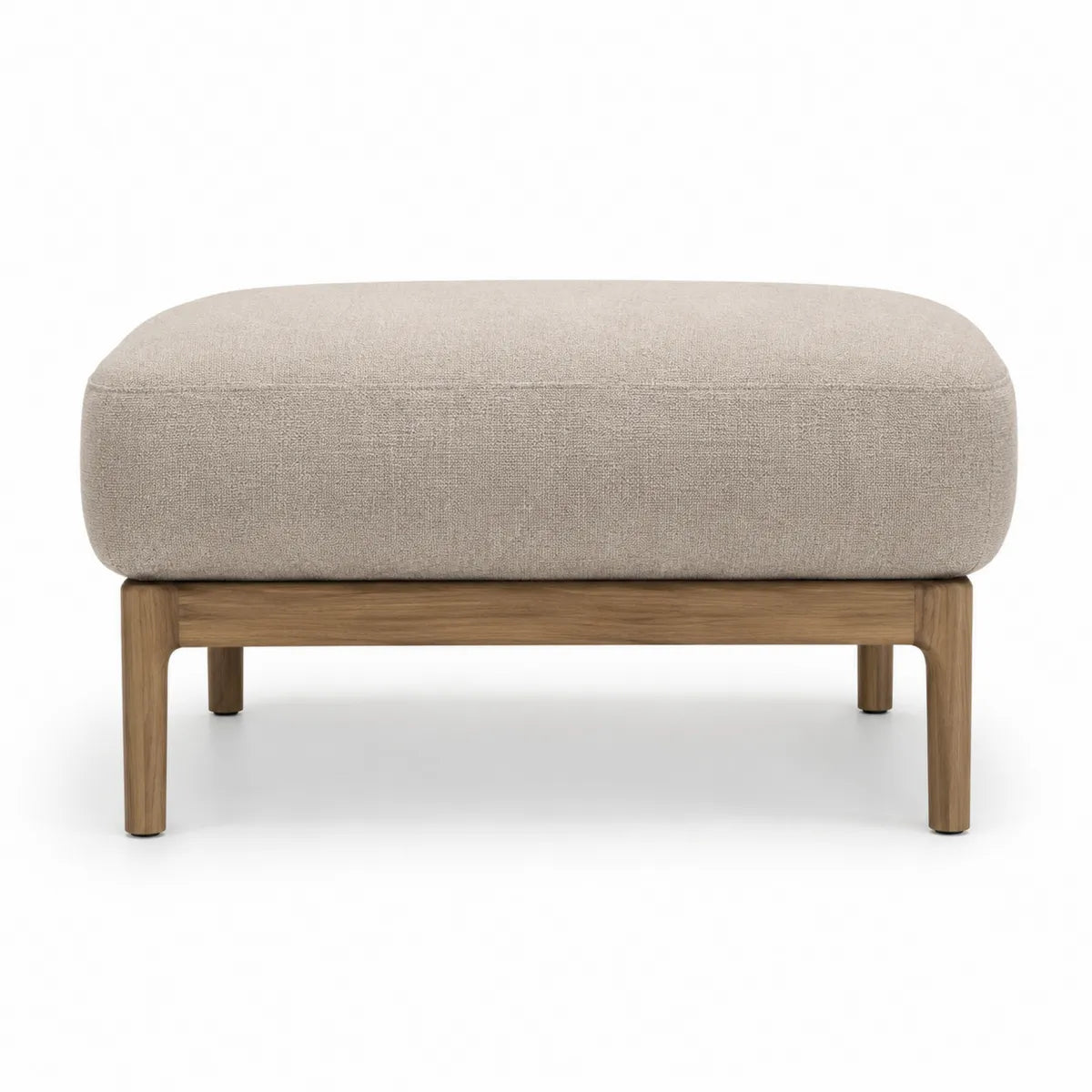 Podnóżek tkanina lniana drewno teak 60cm x 60cm x 40cm