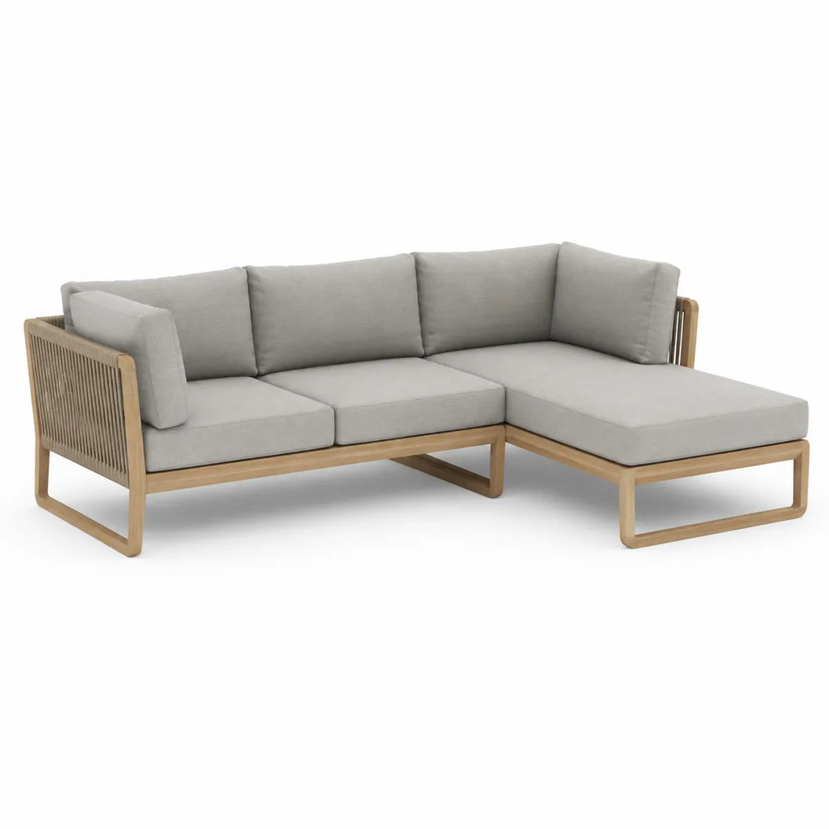 Narożna sofa ogrodowa z poduszkami na drewnianej ramie 210 cm