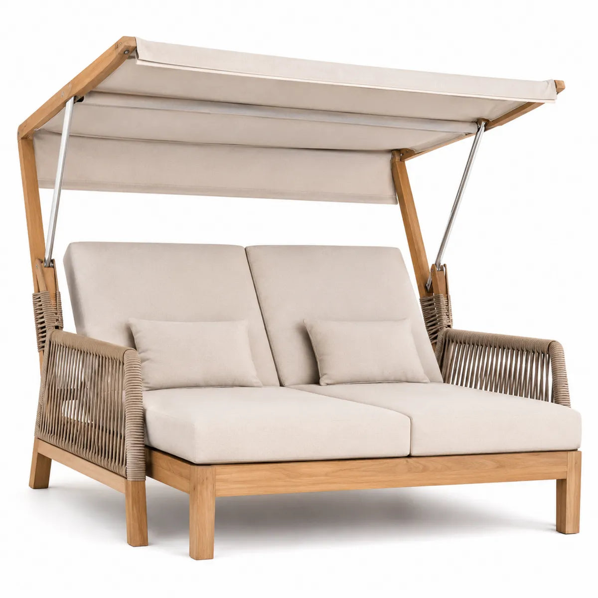 Dwuosobowe łóżko ogrodowe teak beż