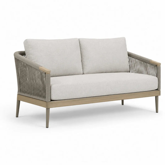 Sofa dwuosobowa z drewna akacjowego i lin z poliestru 140x75x85 cm
