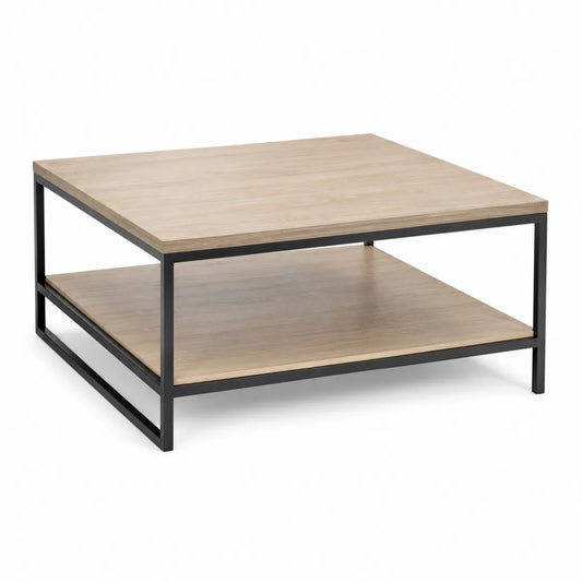 Stolik kawowy dąb laminowany stal malowana proszkowo 100x100x45 cm