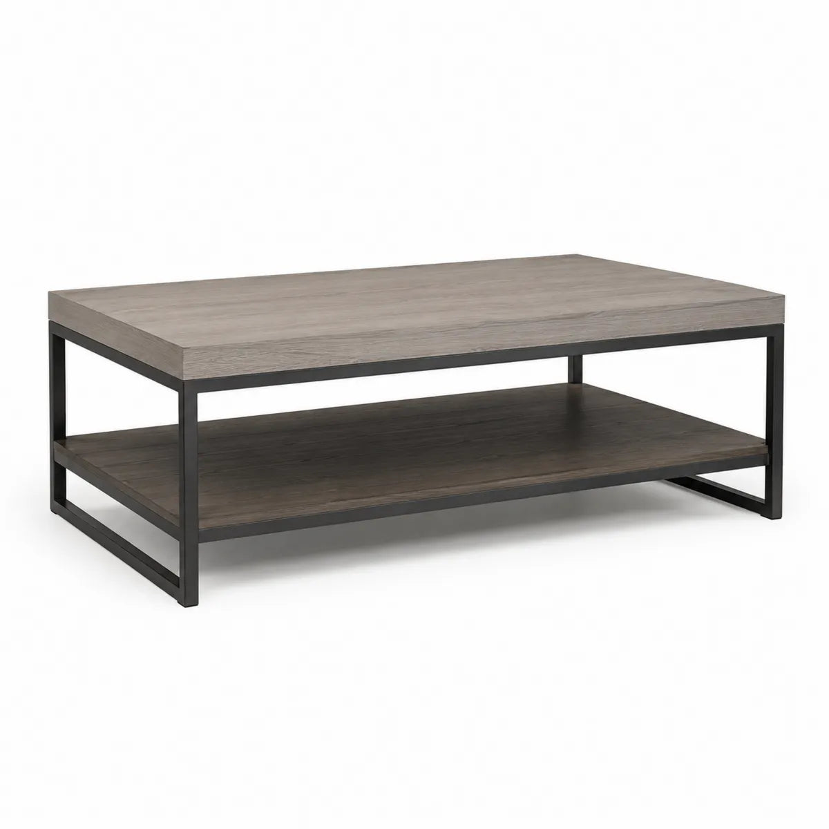 Stolik kawowy prostokątny drewno metal szary czarny 120x60x45 cm