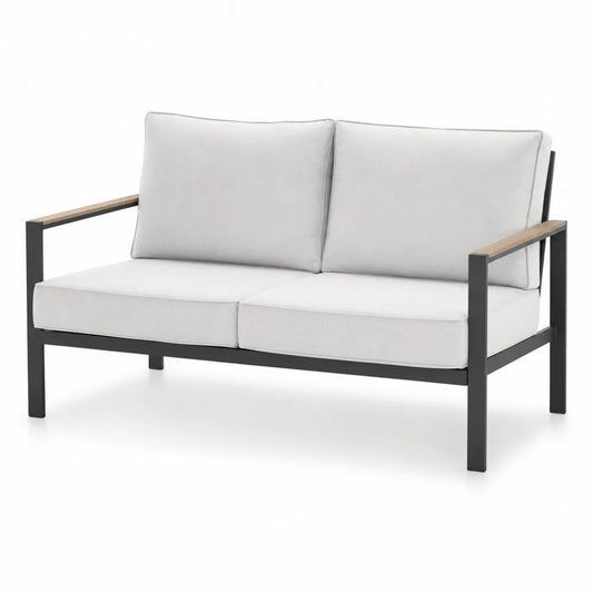 Aluminiowa sofa ogrodowa z podwójnym siedziskiem, biała