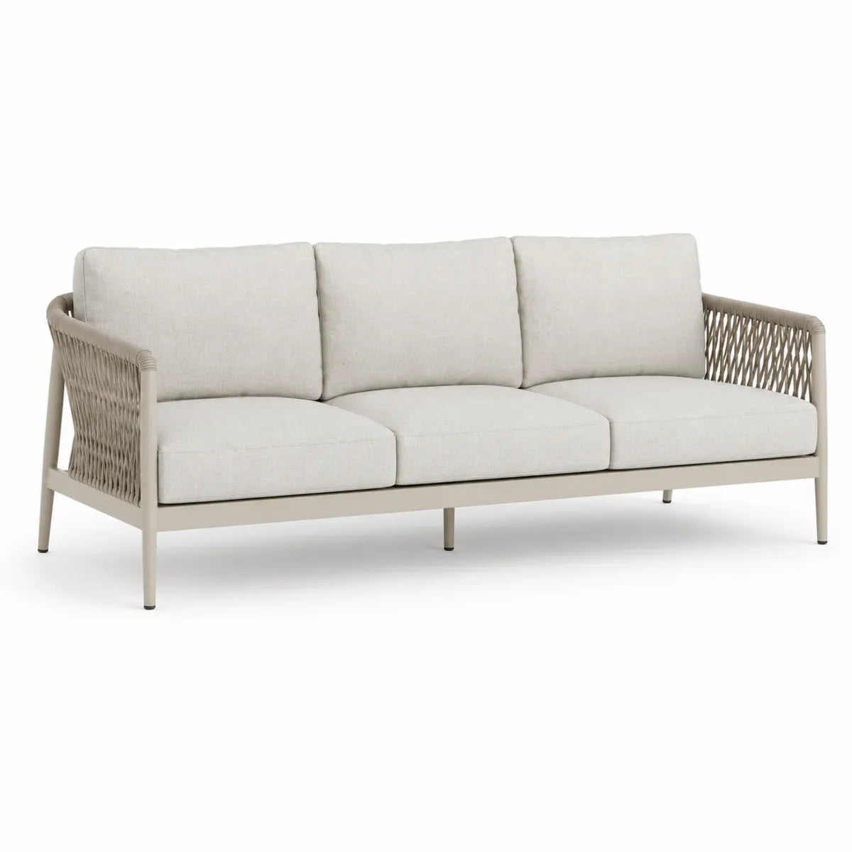 Beżowa sofa ogrodowa 3-osobowa z aluminium i poliestru 210 cm